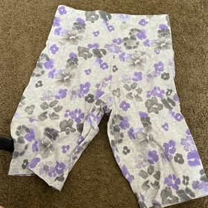 They are shorts with purple black and grey